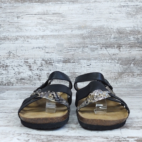 🟨Like New EuroWellness Leather & Metallic Slide Sandal - Picture 7 of 16